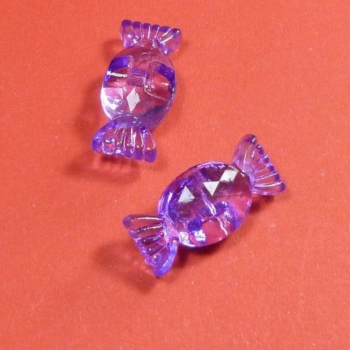 4 perles bonbon violette 30x13mm