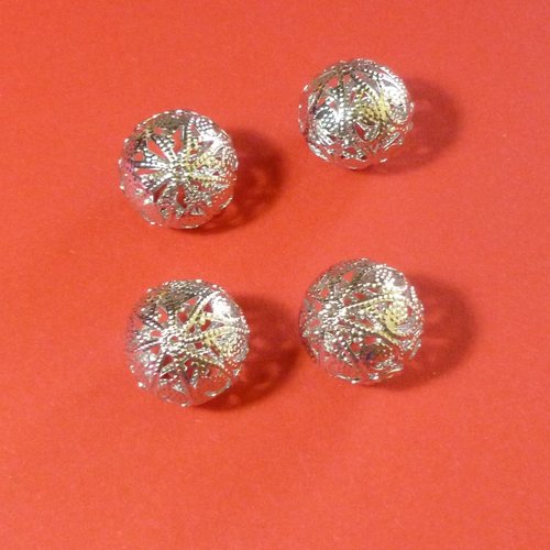 4 perles métal filigrane 20mm