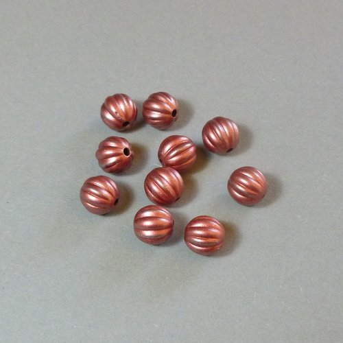 10 perles ondulé cuivré 10mm