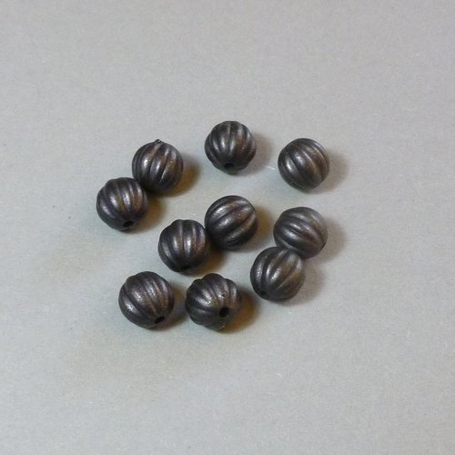 10 perles ondulées noires 10mm
