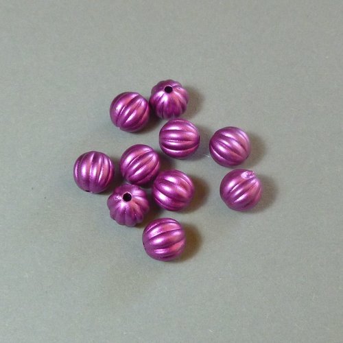 10 perles ondulé fuchsia 10mm