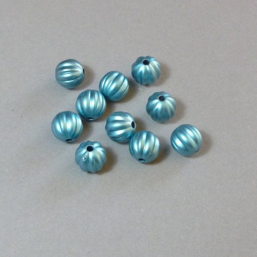 10 perles ondulée turquoise 10mm