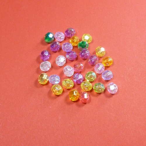 20 perles toupies multicolore 8mm