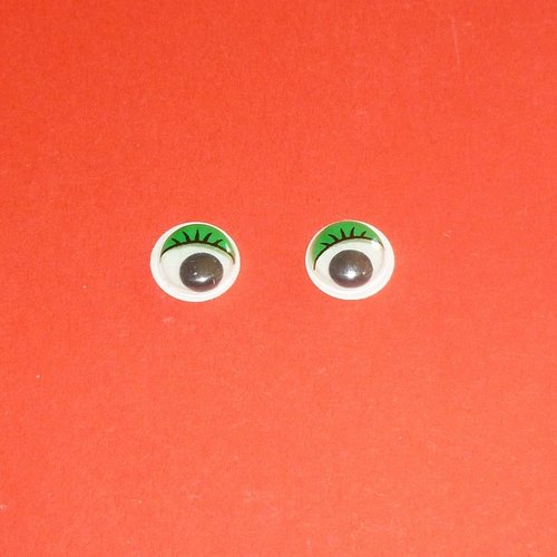 4 cabochons à yeux mobiles verts 10mm