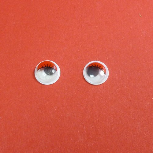 4 cabochons à yeux mobiles rouges 10mm