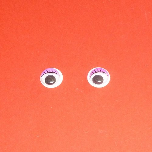 4 cabochons à yeux mobiles violet 10mm
