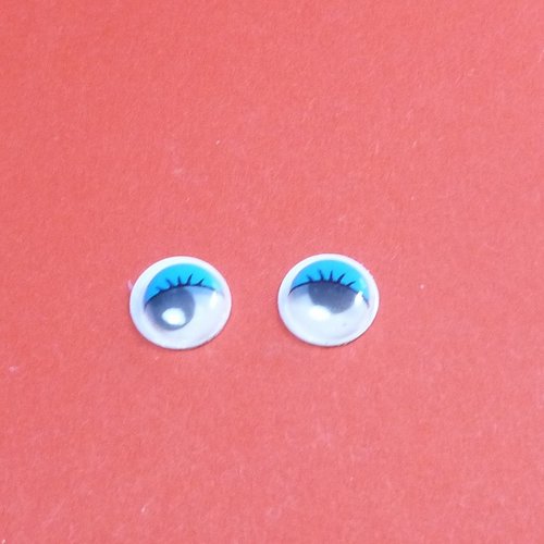 4 cabochons à yeux mobiles bleus 10mm