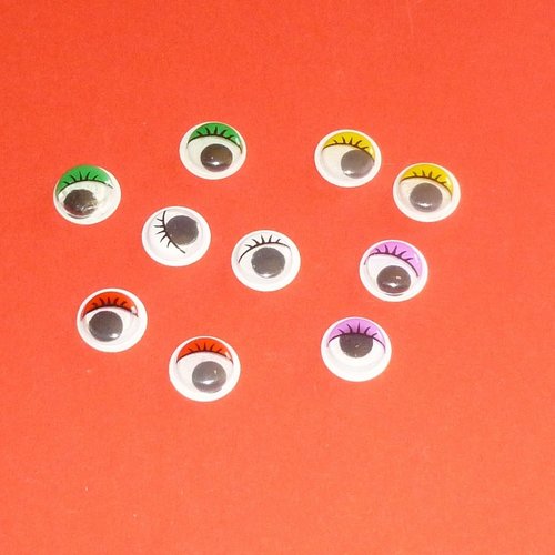 10 cabochons à yeux mobiles 10mm