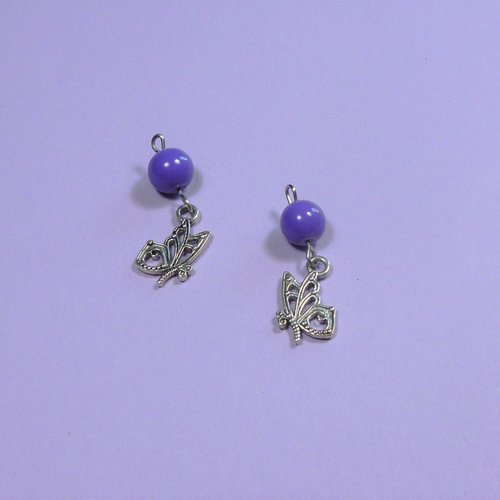 2 pendants d'oreilles  violet 35mm