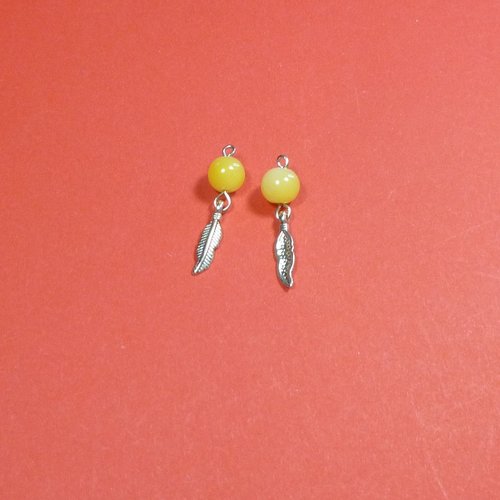 2 pendants boucles d'oreilles jaune 33mm