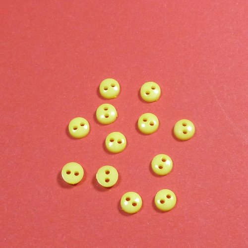12 boutons jaune 6mm