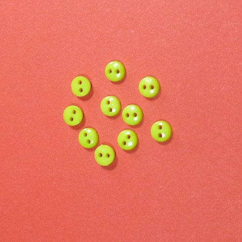 10 boutons ronds vert pomme 6mm