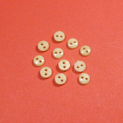 11 boutons ronds beige 6mm