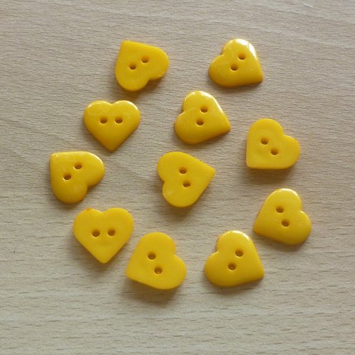 11 boutons jaune foncé 14mm