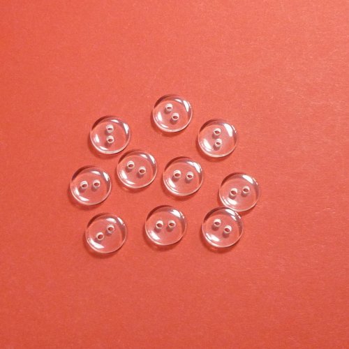 10 boutons ronds transparents résine 11mm