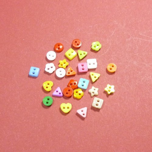 26 boutons multicolore 6mm
