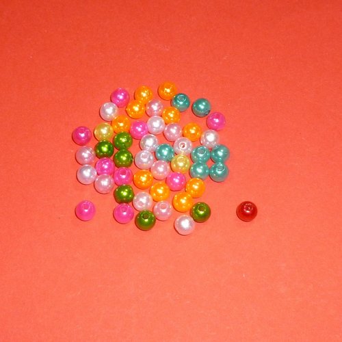 50 perles rondes multicolore 6mm