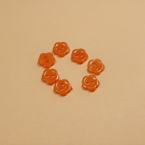 7 boutons fleurs orange 10mm