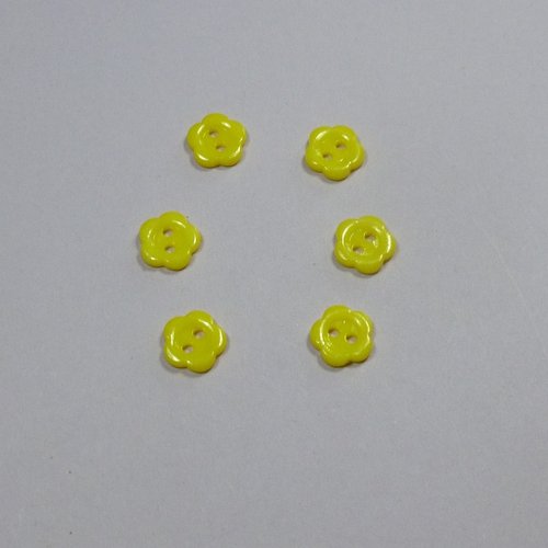 6 boutons fleurs jaune 10mm
