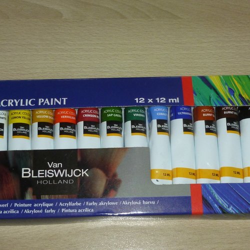12 tubes de peinture acrylique