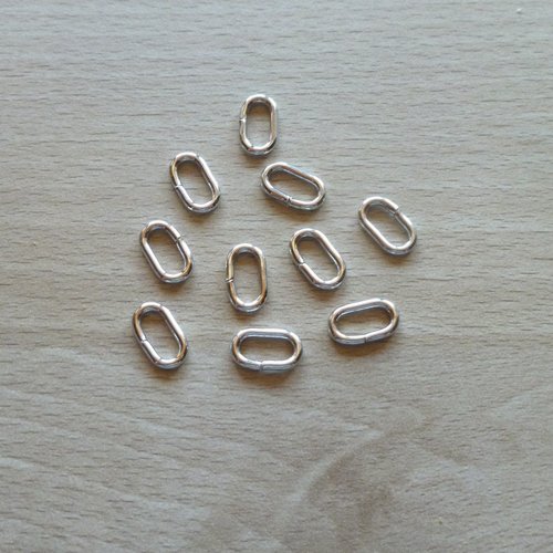 10 anneaux ovale platine 11x6mm