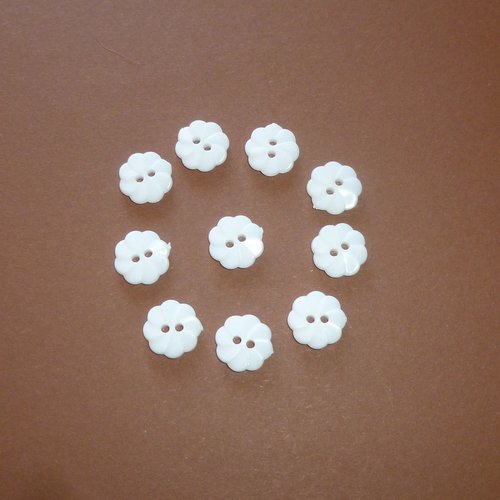 10 boutons blancs 14mm
