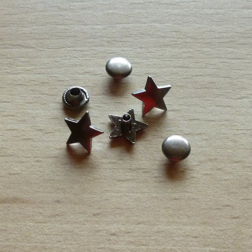 10 rivets étoile en métal noir 12mm