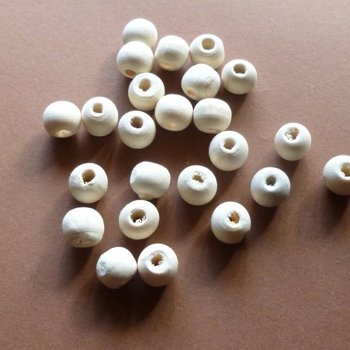 25 perles en bois naturel 10mm