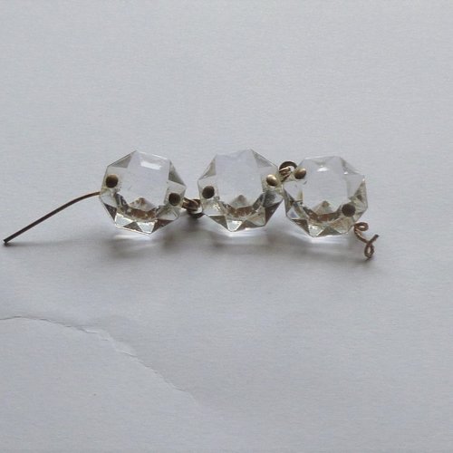Pampille 3 perles en cristal 14x9mm