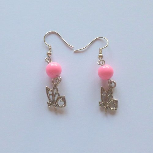 2 pendants d'oreilles roses 45mm