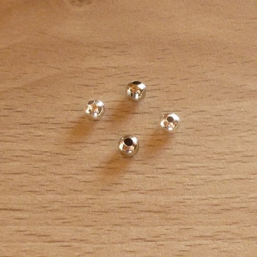 20 perles métal argenté platine 4mm
