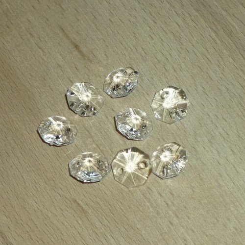 5 perles cristal transparent 14mm