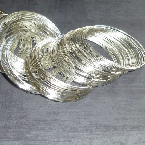 35 tours de fils mémoire argenté clair acier 65mm