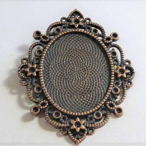 Support cabochon ovale cuivré 66mm