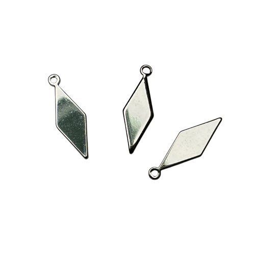 4 breloques losange en laiton argenté platine de 5 x 16 mm br552