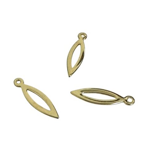 8 breloques navette évidée en acier inoxydable doré 304 de 19.5 x 5.5 mm ac799