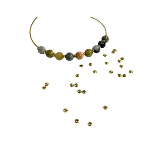 50 perles intercalaires rondelles, séparateurs, en acier inoxydable 304 plaqué or 24k, de 2 x 1 mm, ac811