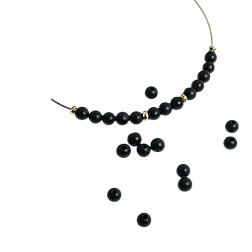 50 perles rondes d'agate coloris noir mat, grade a, 4 mm, pg416