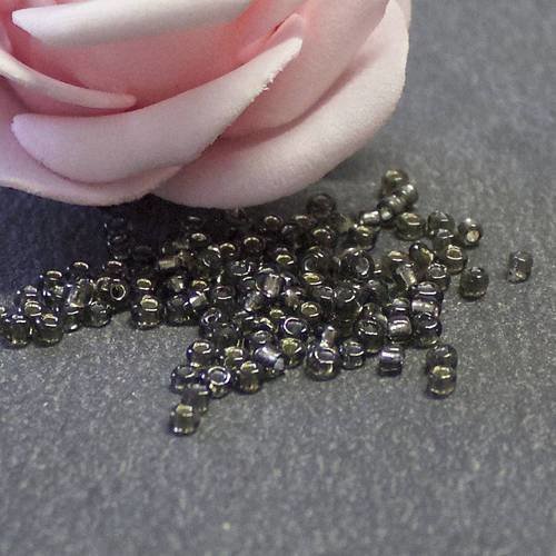 20 grs de Perles de rocailles Jet Hématite Lustrée