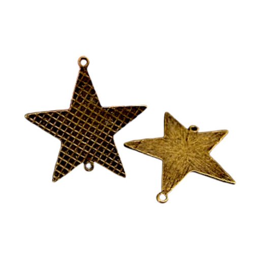 4 connecteurs pendentifs étoile en métal bronze de 41 mm cob82