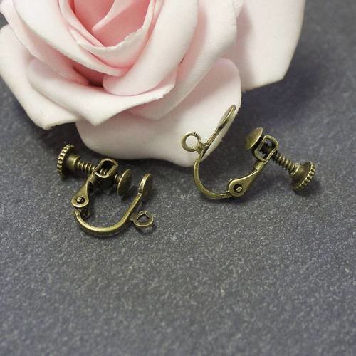 X5 paires de boucles d'oreilles clips à visser en cuivre bronze de 17 x 14 mm bo46 