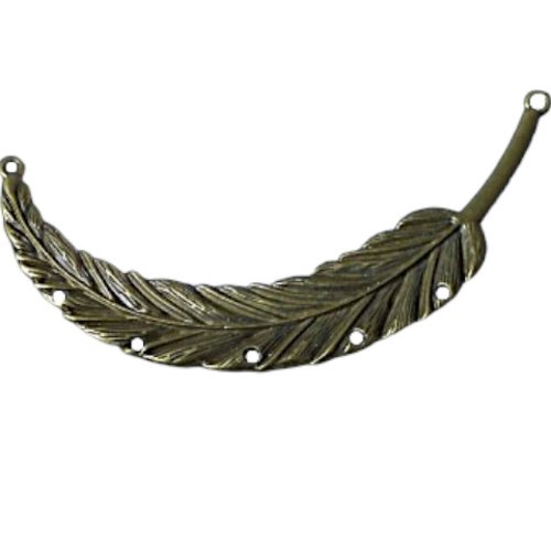 Un grand connecteur plume en métal bronze de 89x18 mm cob98