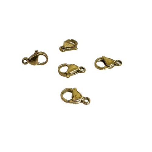 8 fermoirs mousquetons, acier inoxydable doré 304 plaqué or 18k, placage ionique, 11 x 7 mm, ac937