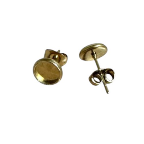 4 supports de boucles d'oreilles puce en acier inoxydable plaqué or 18k, placage ionique, pour cabochon de 6 mm boa242