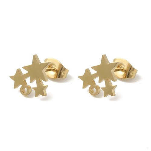 4 supports de boucles d'oreilles puces étoile du nord en acier inoxydable 304 doré, placage ionique, boa252