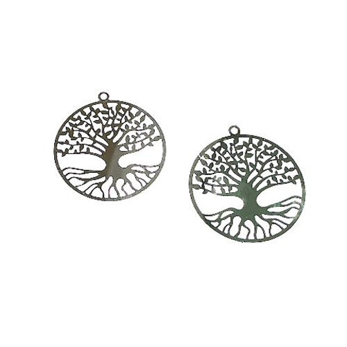 6 estampes arbre de vie en acier inoxydable 201, 27 x 25 mm, est30