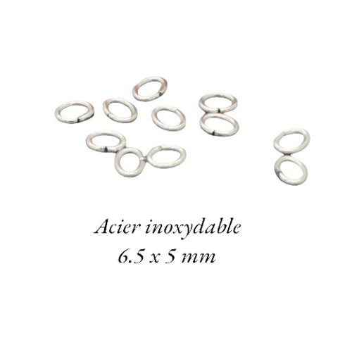 6.5 x 5 mm : 50 anneaux de jonction ovales ouverts en acier inoxydable 304, ap71