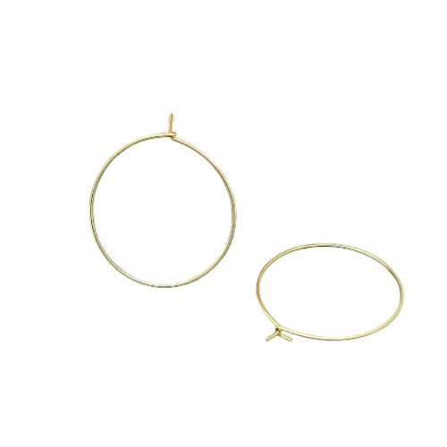 10 créoles rondes en acier inoxydable doré 316l, plaqué or 18k de 25 ou 30 x 0,7 mm