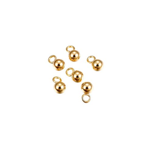 10 breloques boule en acier inoxydable doré 304, 6 x 3 mm, ac160