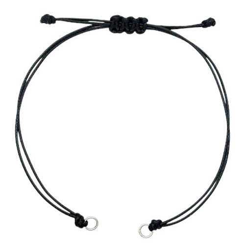 5 bracelets tressés en polyester ciré, anneaux acier inoxydable, 13~14 cm